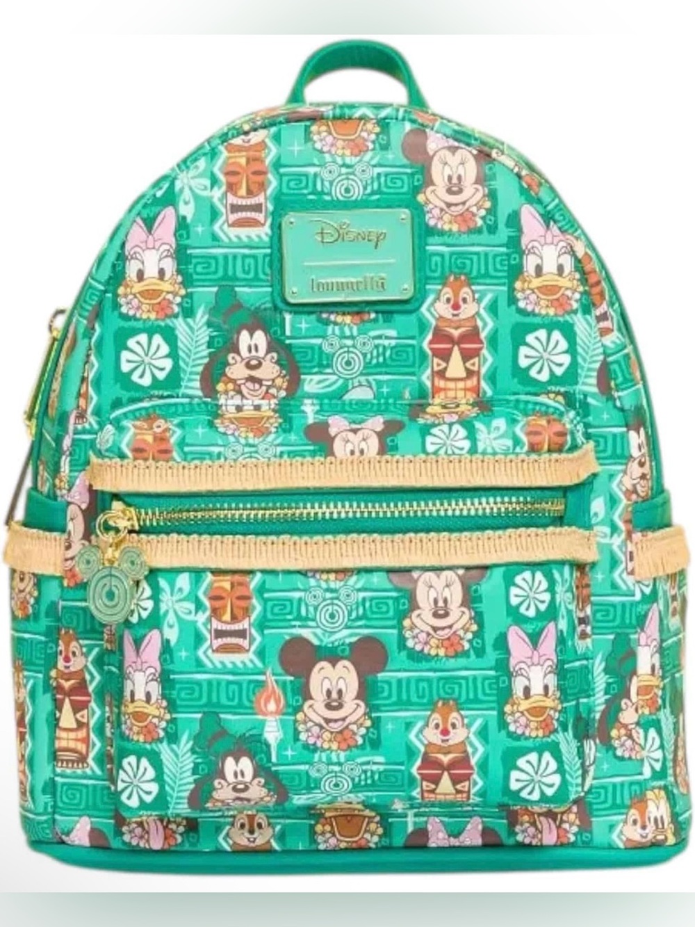 New Loungefly Disney Mickey Friends Tiki AOP Mini Backpack Goofy Donald Duck